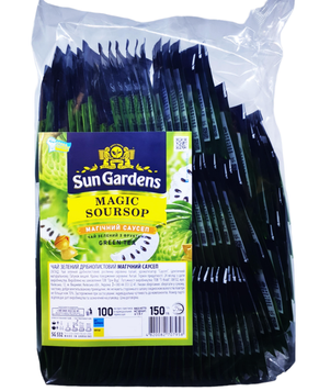 Sun Gardens Чай зелений Magic Soursop 150г (100*1,5г), експрес пакетів у конвертах P0035 фото